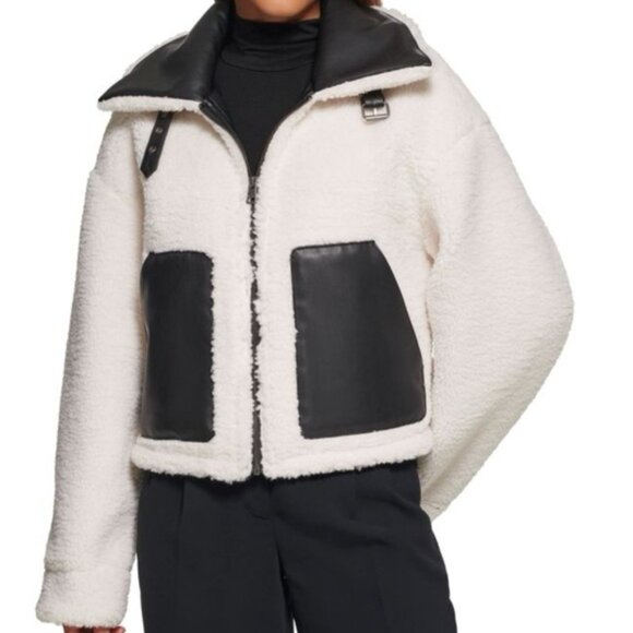 Levi's Reversible Faux Leather Shearling Sherpa Moto Jacket Coat S 4-6 HOST PICK - Picture 5 of 17